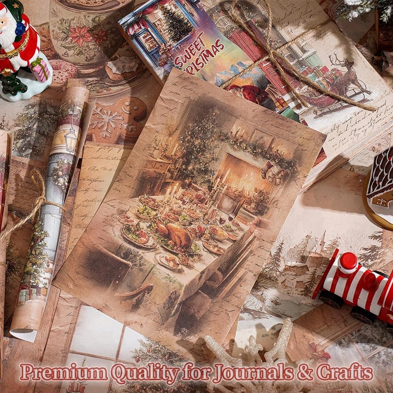 icceemee 160 sheets of Christmas scrapbook paper, Christmas theme journaling scrapbook supplies craft collage paper set, junk journal bullet journal poster room decor for card making decorative gifts - Image 5